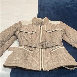 Vince Camuto Quilted Beige Jacket with Belt